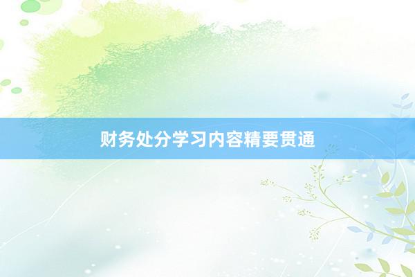 财务处分学习内容精要贯通